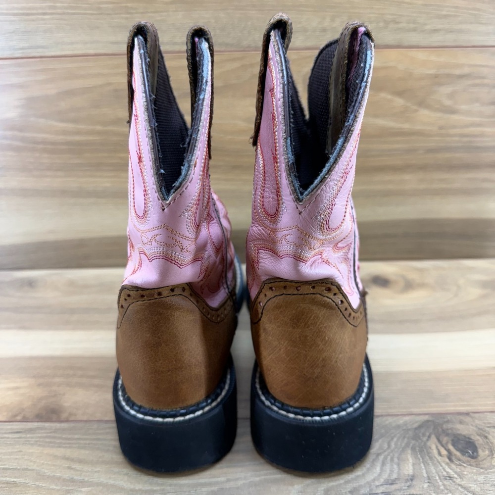 Justin‎ Gypsy Boots Womens 5 Brown Pink Leather Western Cowgirl Short - Picture 8 of 11